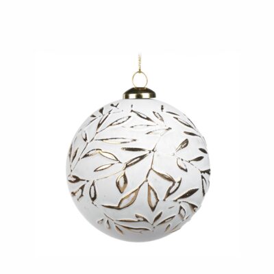 3D LEAF/TWIG BALL WH/GLD