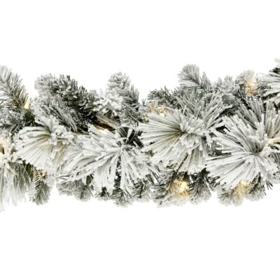 50 LED L.FLOCK PINE GARLAND 180CM 158tps batt.op