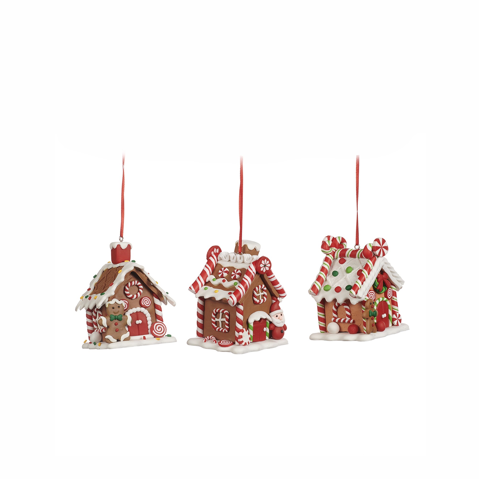 CLAY 3D XMAS GINGERBR.HOUSE ORN ASS/3 BRWN