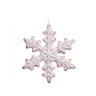 CLAY GINGERBR.SNOWFLAKE ORN PNK