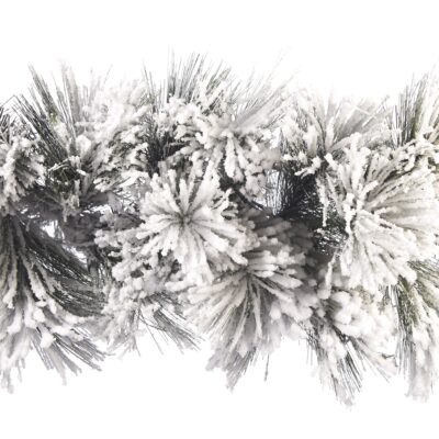 FLOCK.NEEDLE PINE GARLAND WH