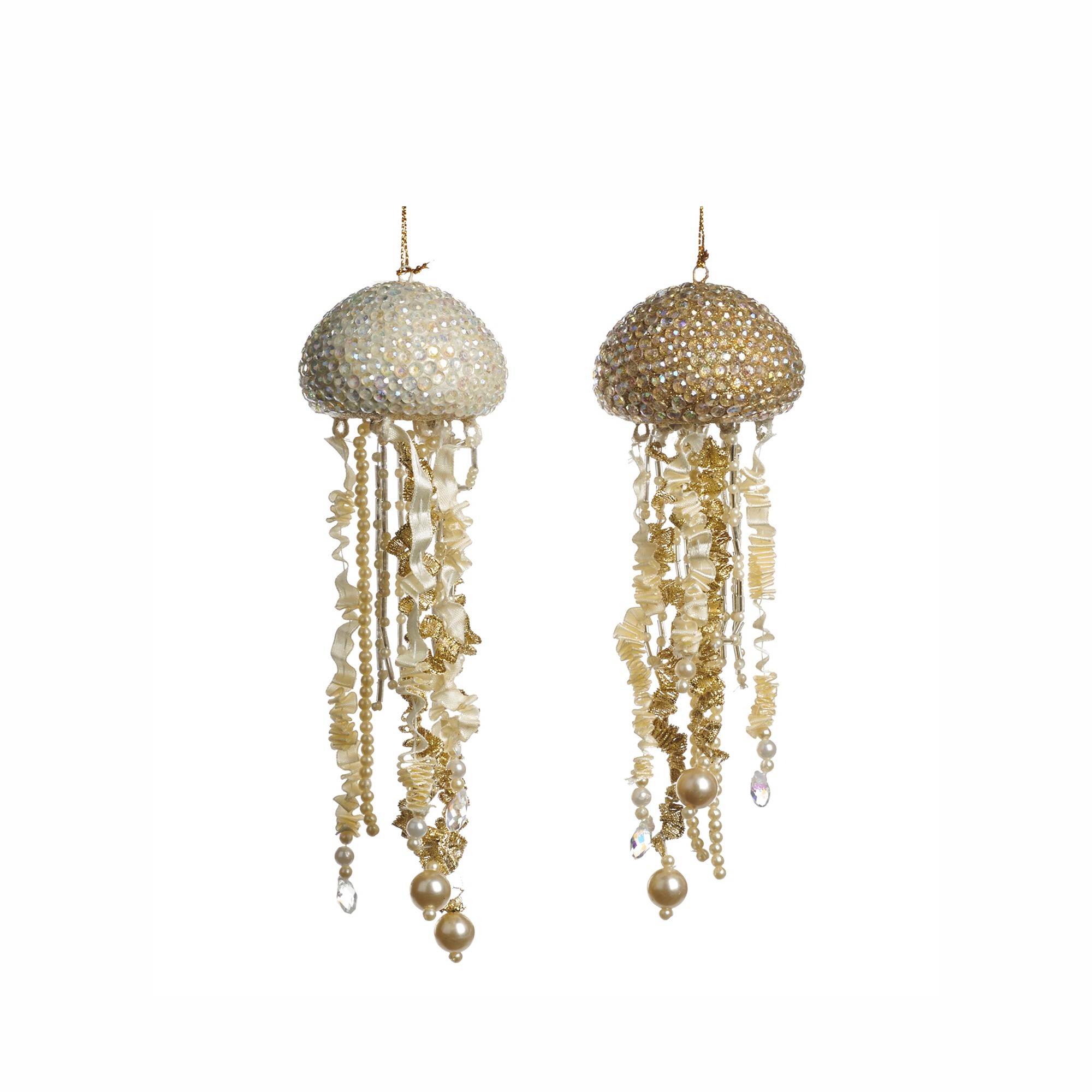 GLAM.JEWEL JELLYFISH ORN ASS/2 CRM/GLD