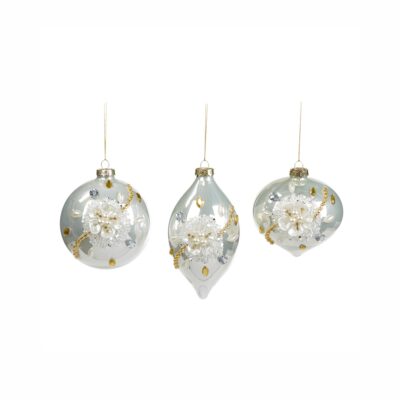 GLSS 3D FLOWER BALL/FIN.ORN ASS/3 WH/GLD