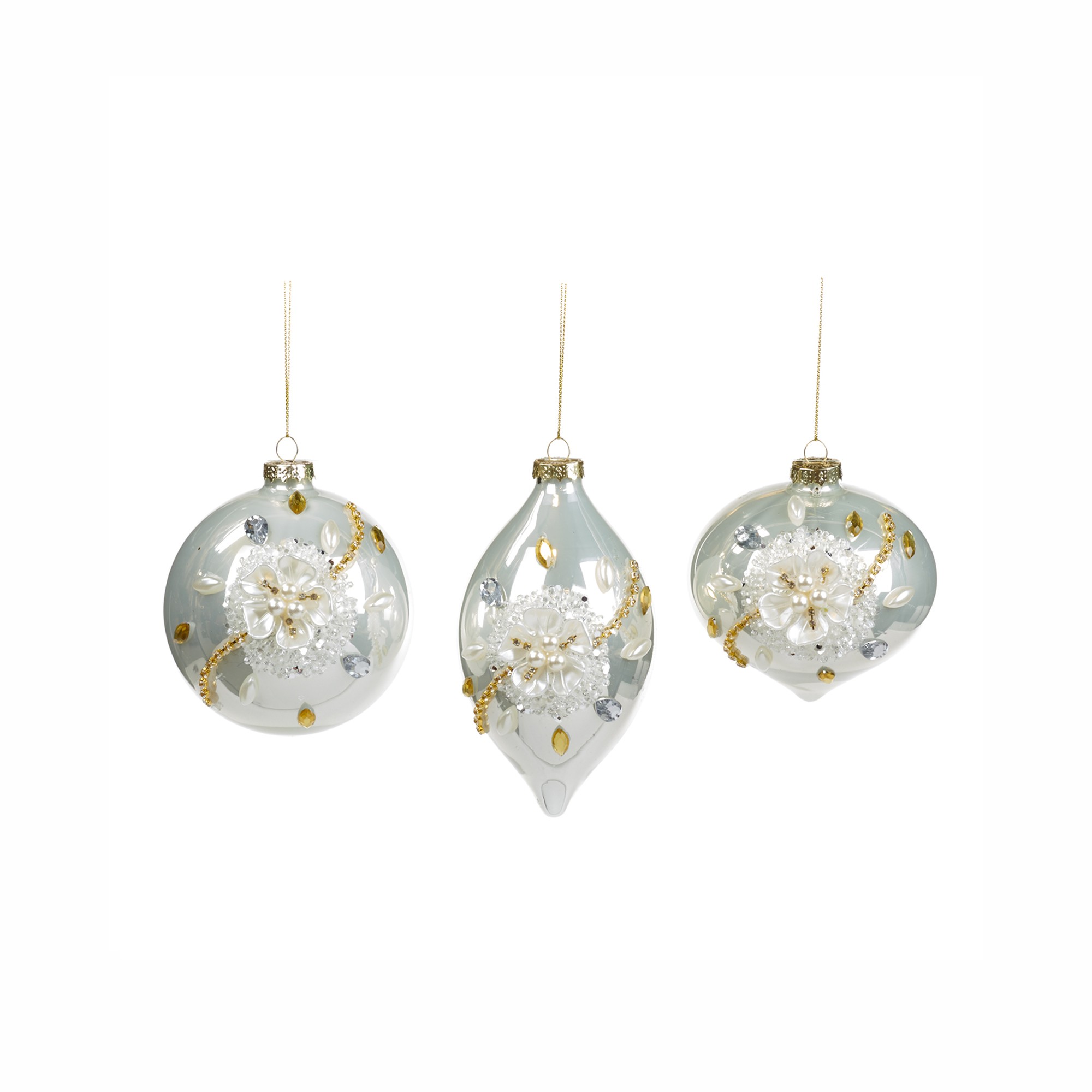 GLSS 3D FLOWER BALL/FIN.ORN ASS/3 WH/GLD