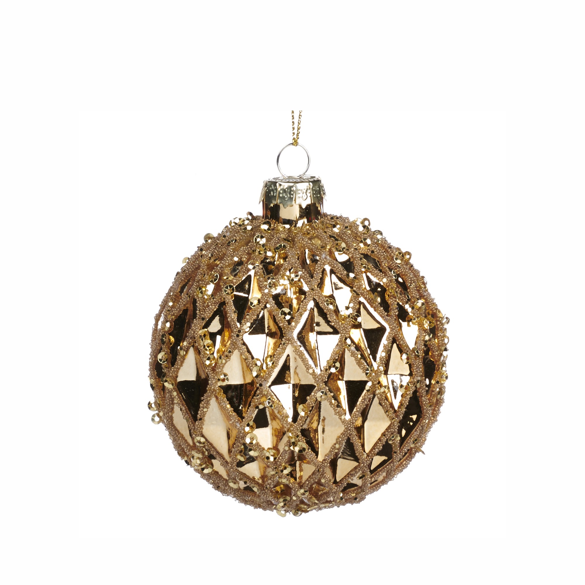 GLSS 3D SEQ.BEAD.NET BALL/FIN.ORN GLD