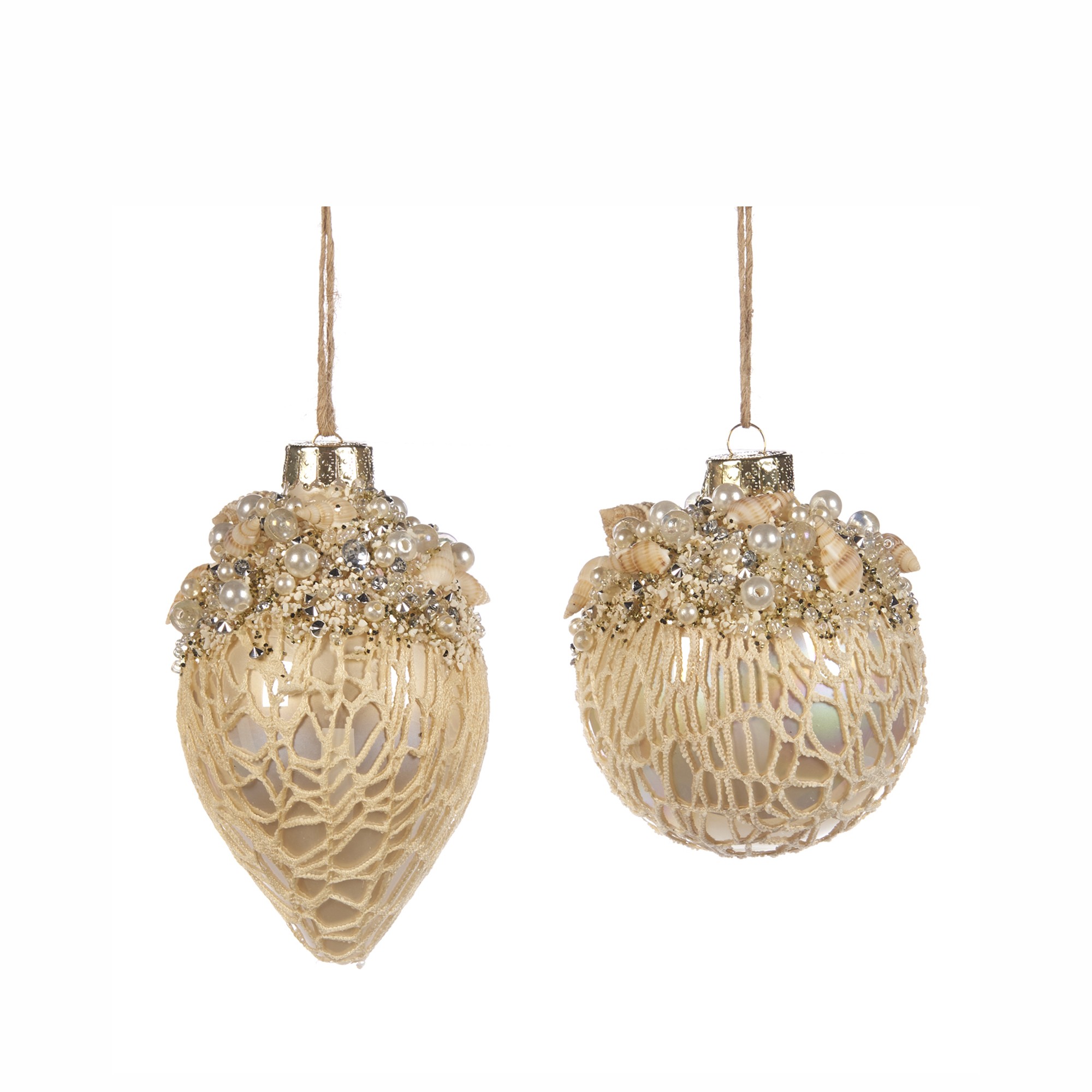GLSS BEAD.JEWEL/SHELL NET BALL ASS/2 CRM