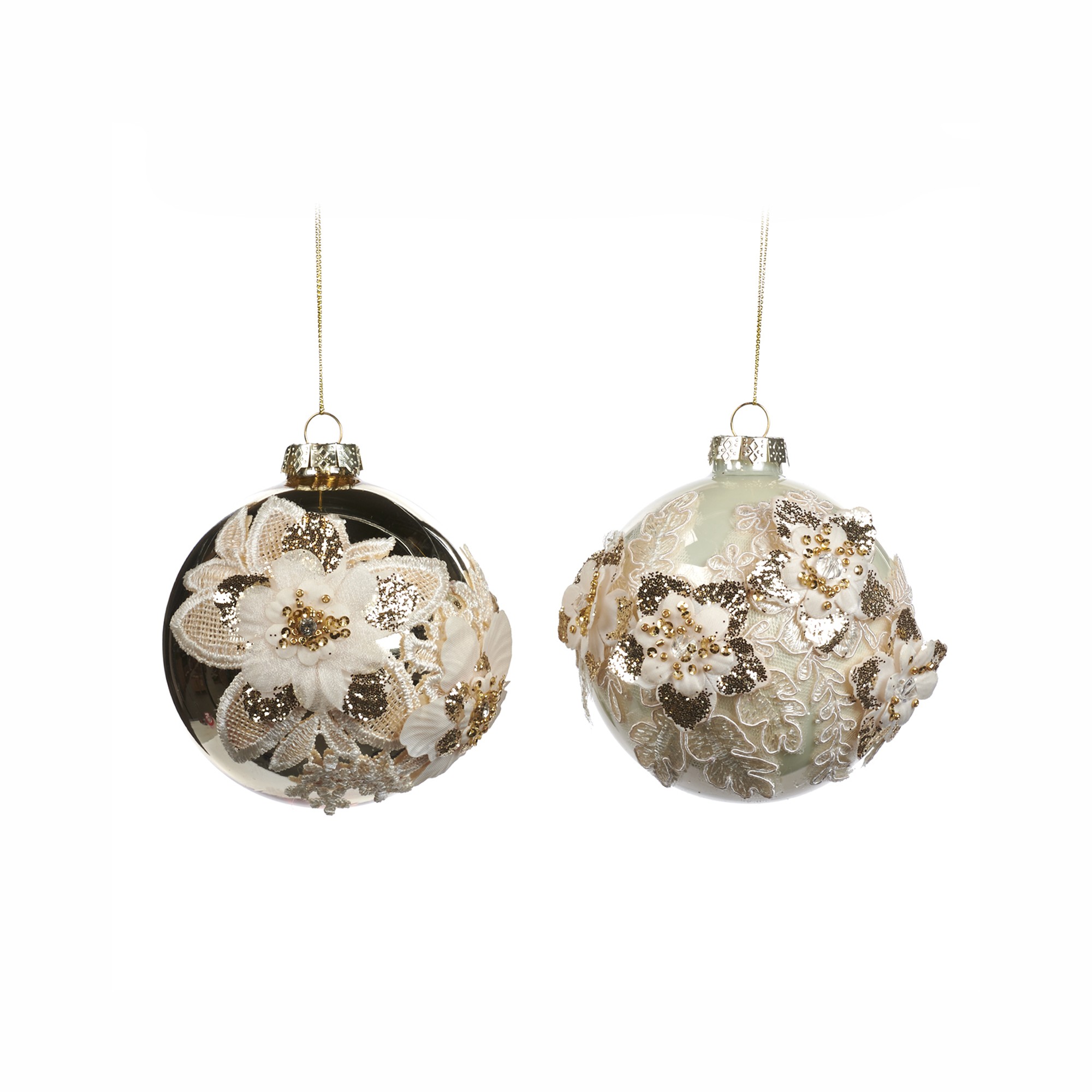 GLSS FABR.3D FLOWER BALL ASS/2 CRM/CHAMP