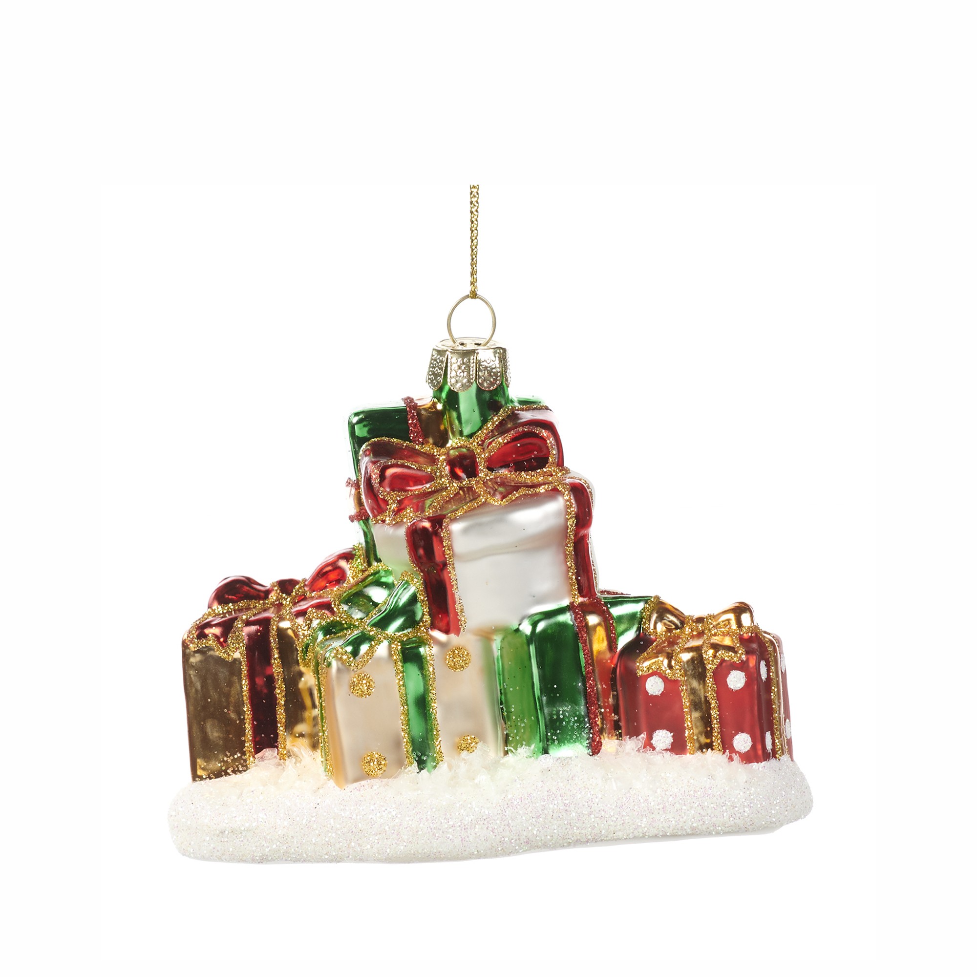 GLSS GIFT BOXES ORN RD/GRN/GLD