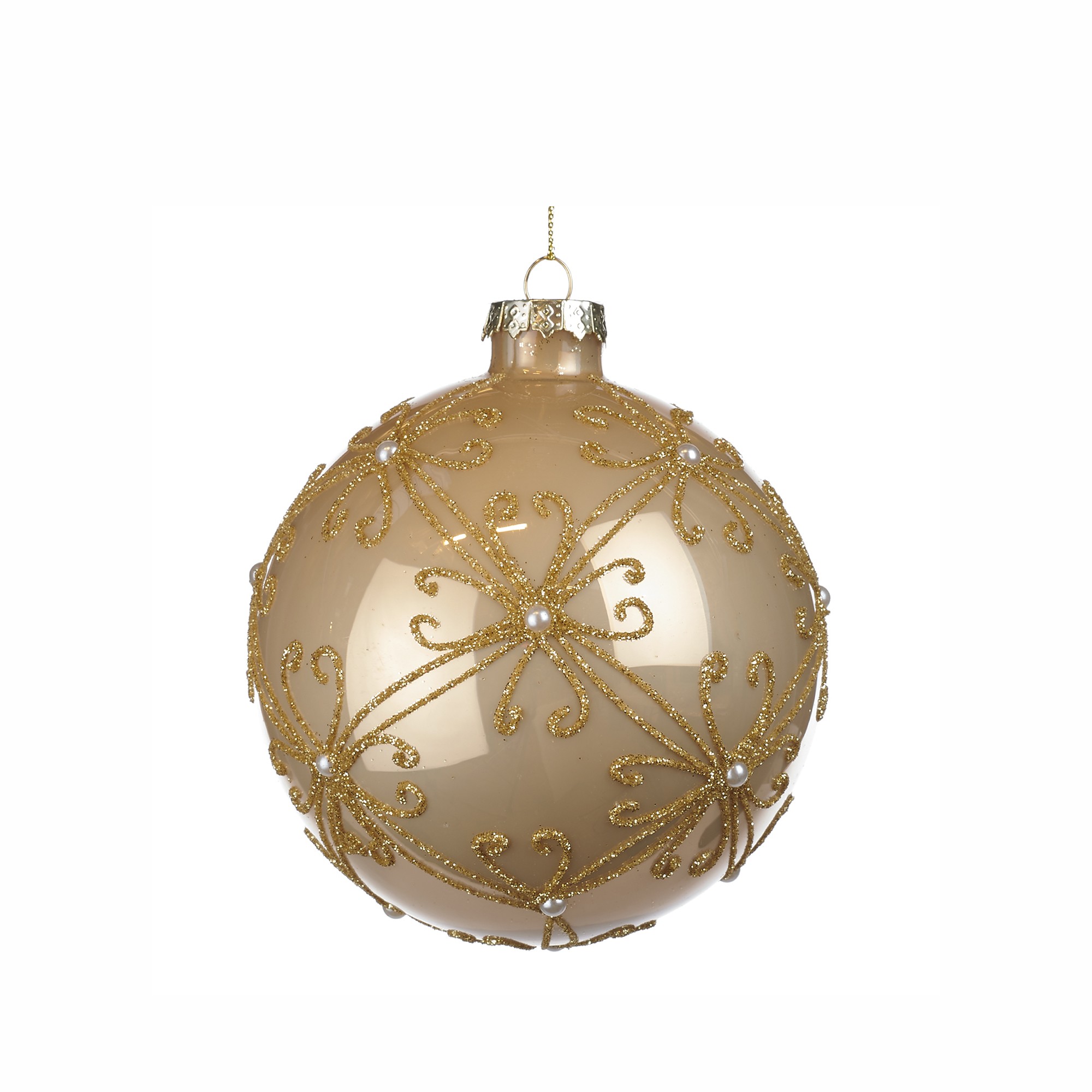 GLSS GLT PEARL FLOWER BALL CRM/GLD