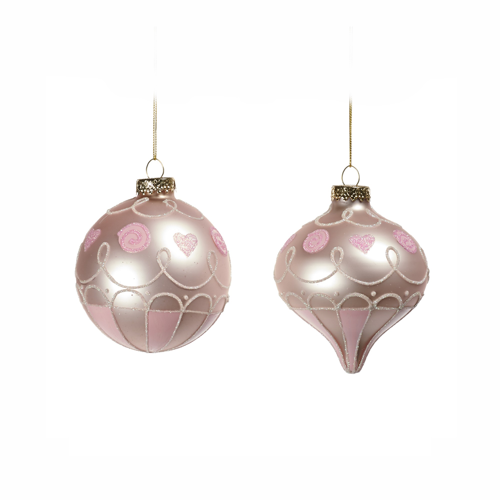 GLSS ICING CANDY BALL/ONION ORN ASS/2 PNK