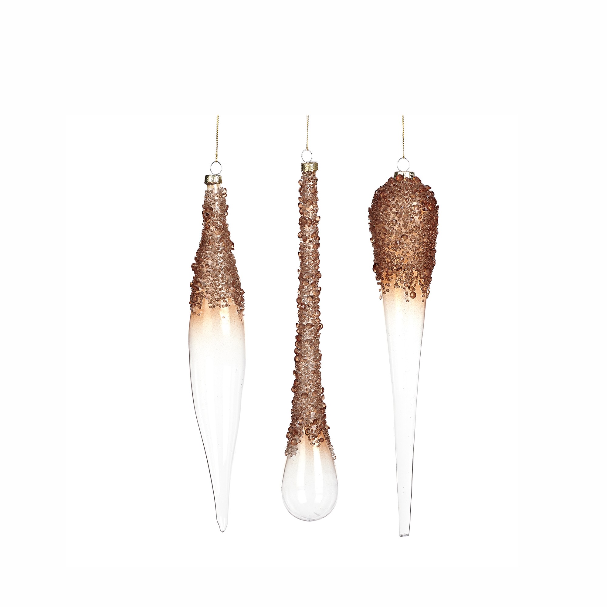 GLSS JEWEL TOP DROP/ICICLE ORN ASS/3 COP