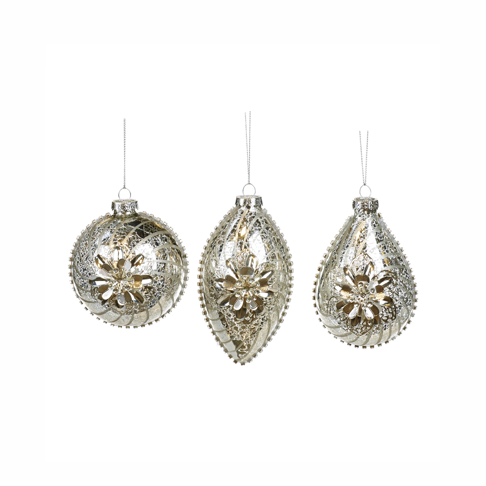 GLSS MET.3D FLOWER BALL/FIN.ORN ASS/3 SLV