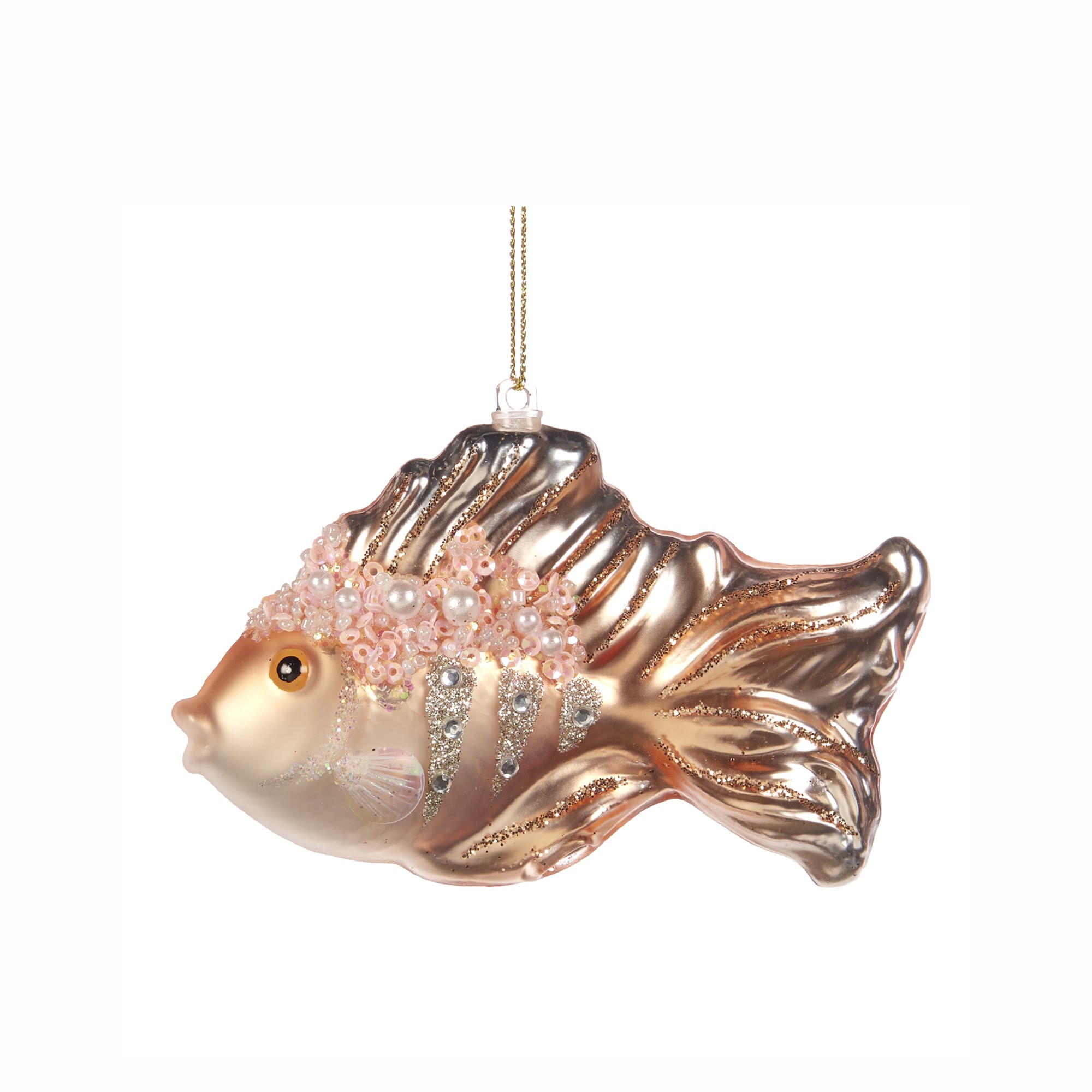 GLSS PEARL FISH ORN PNK