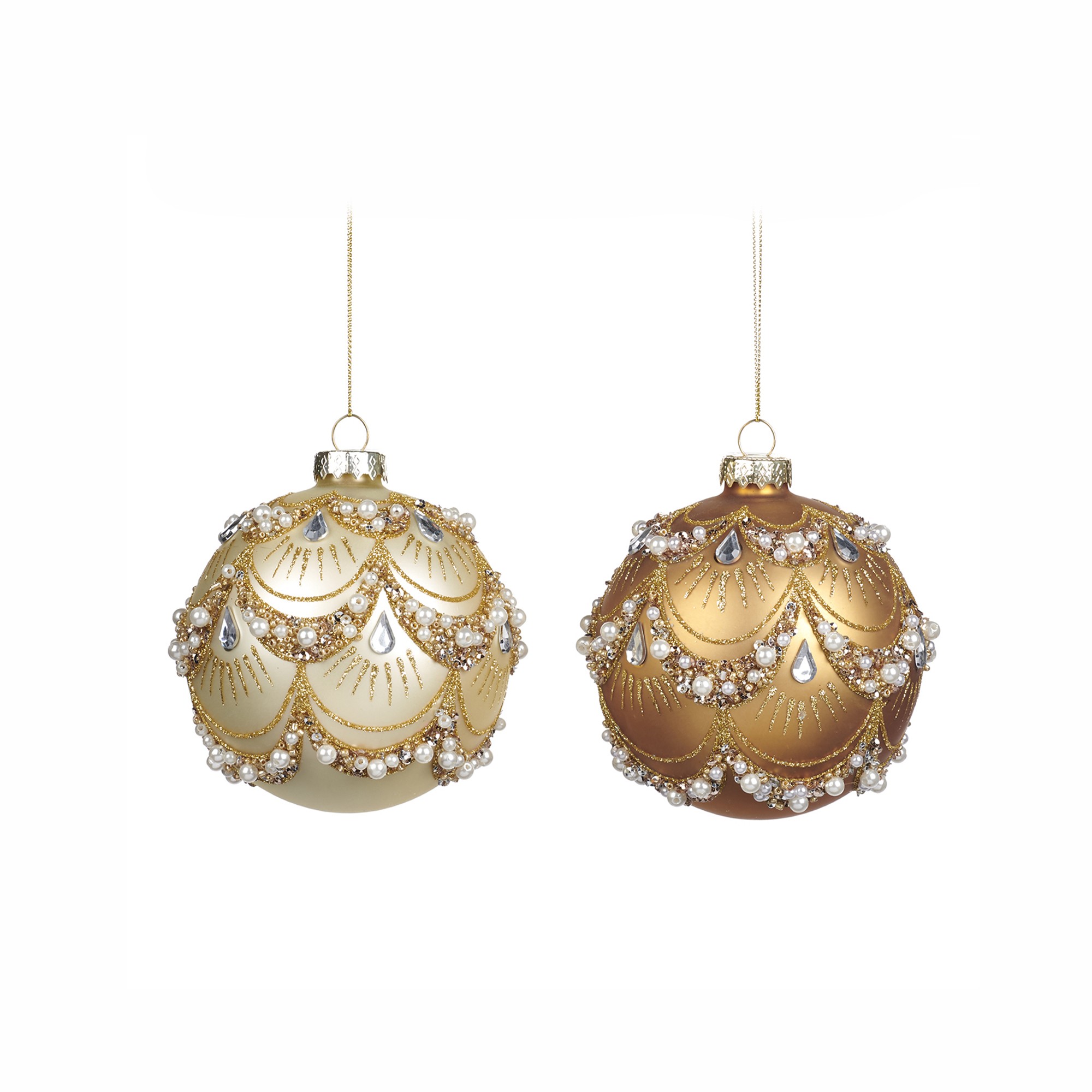 GLSS PEARL/JEWEL SCALE BALL ASS/2 GLD/CRM