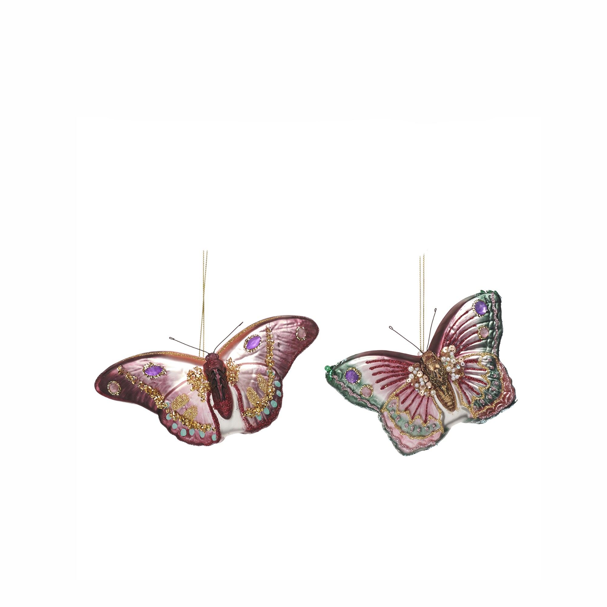 GLSS SEQ.BUTTERFLY ORN ASS/2 PNK