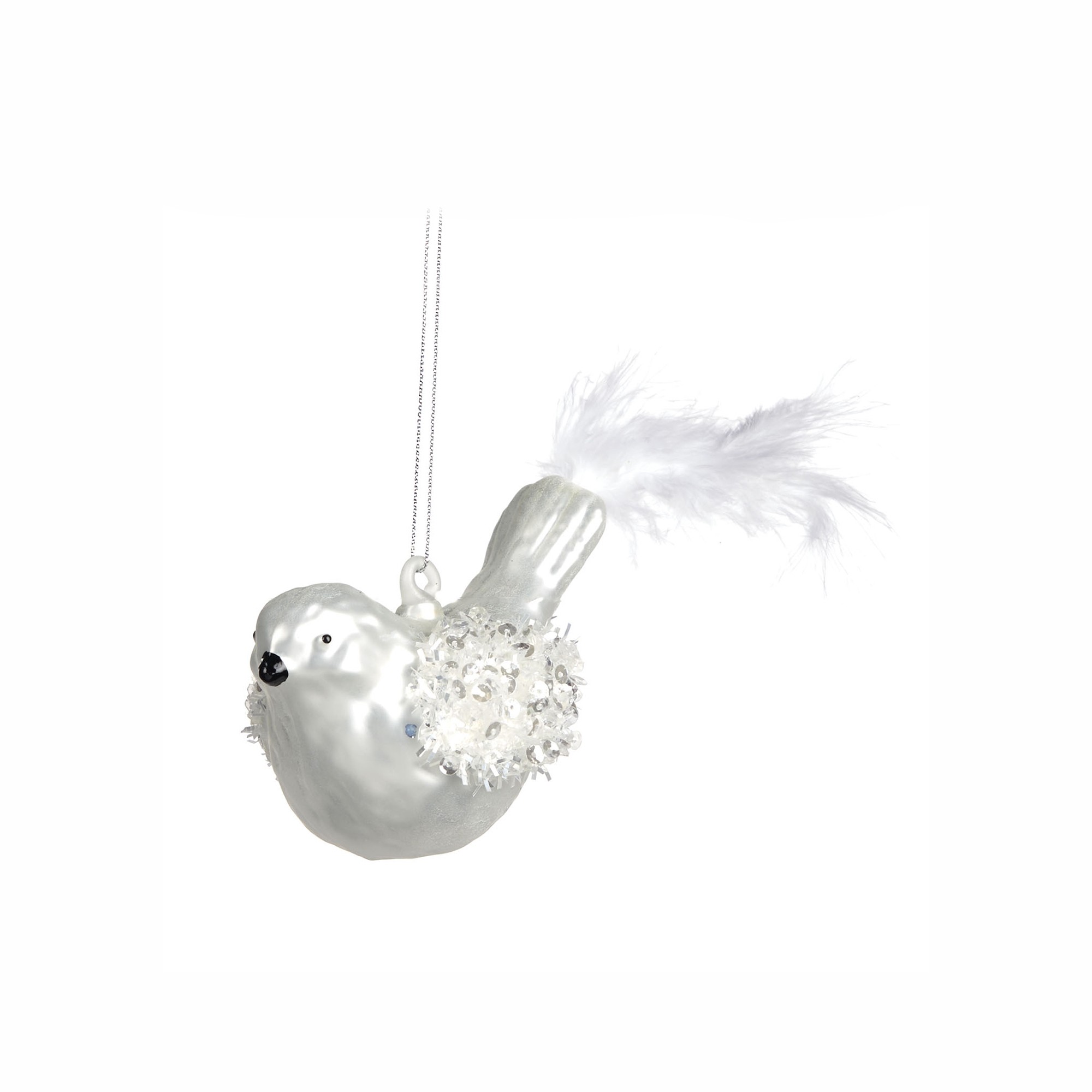 GLSS TINS.SEQ.BIRD ORN WH