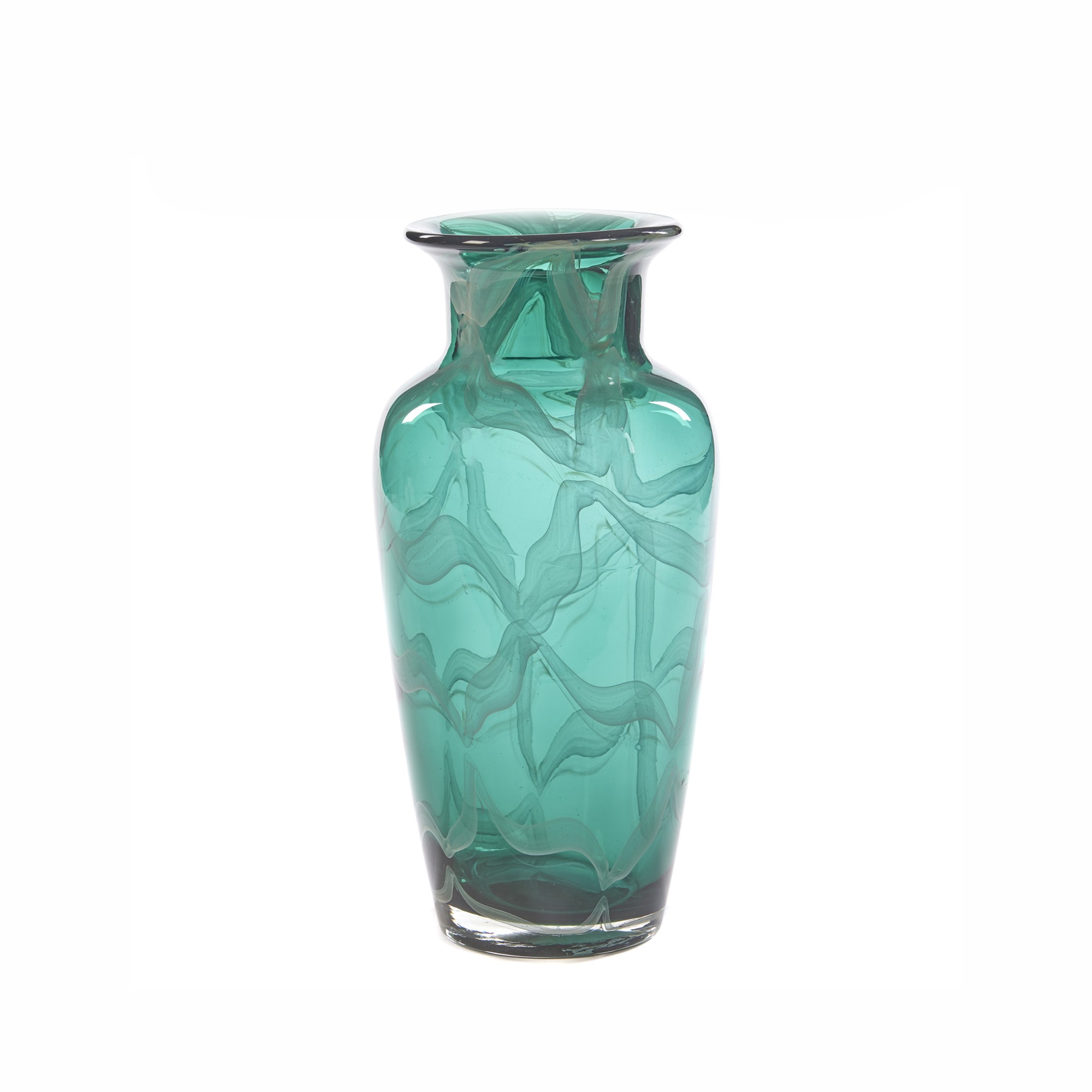 GLSS WAVE NET VASE TT GRN