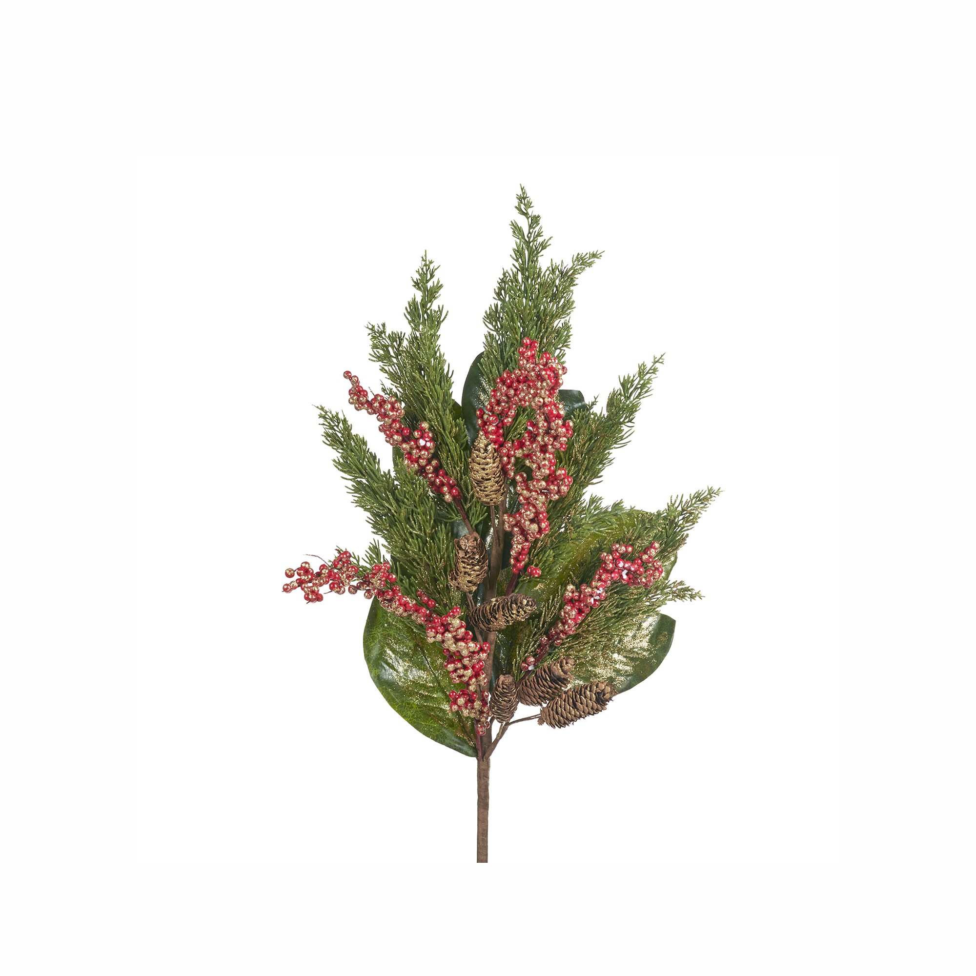 GLT LEAF/BERRY/PINE STEM GRN/RD