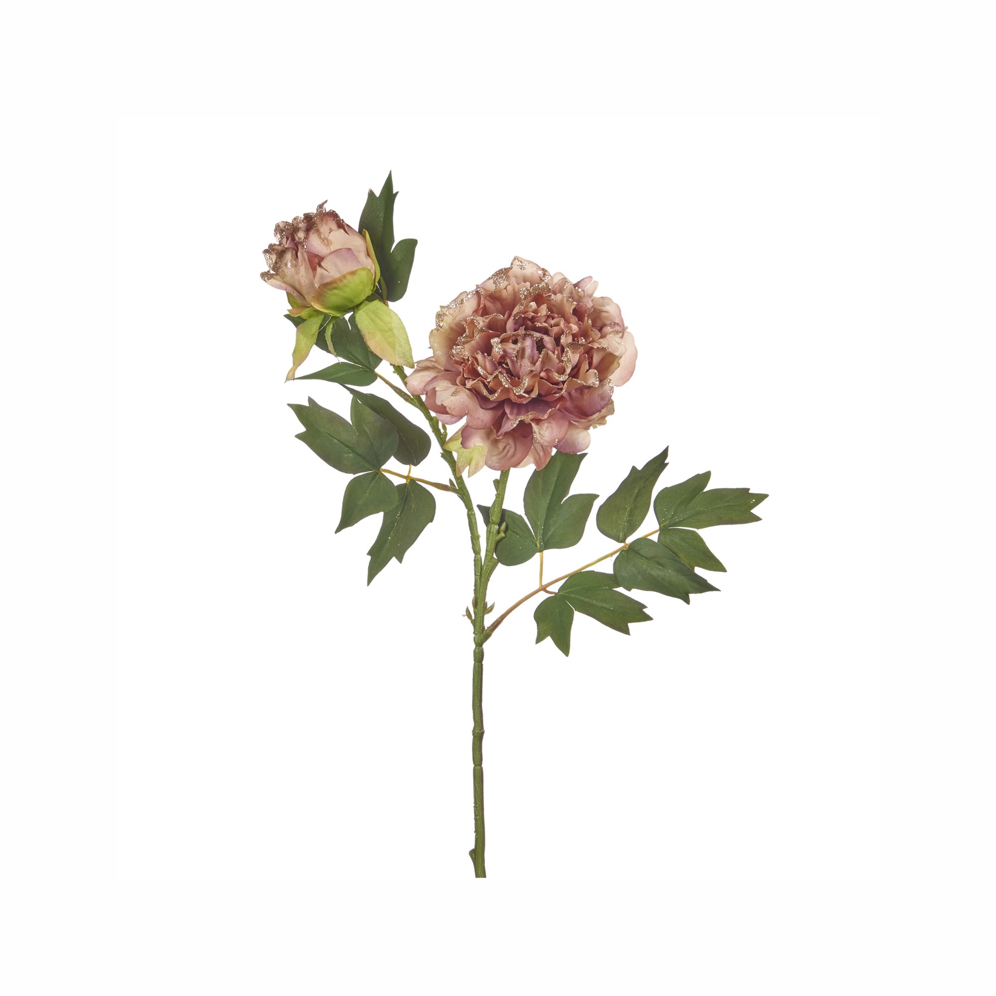 GLT PEONY 2 FLOWER STEM PNK/GLD