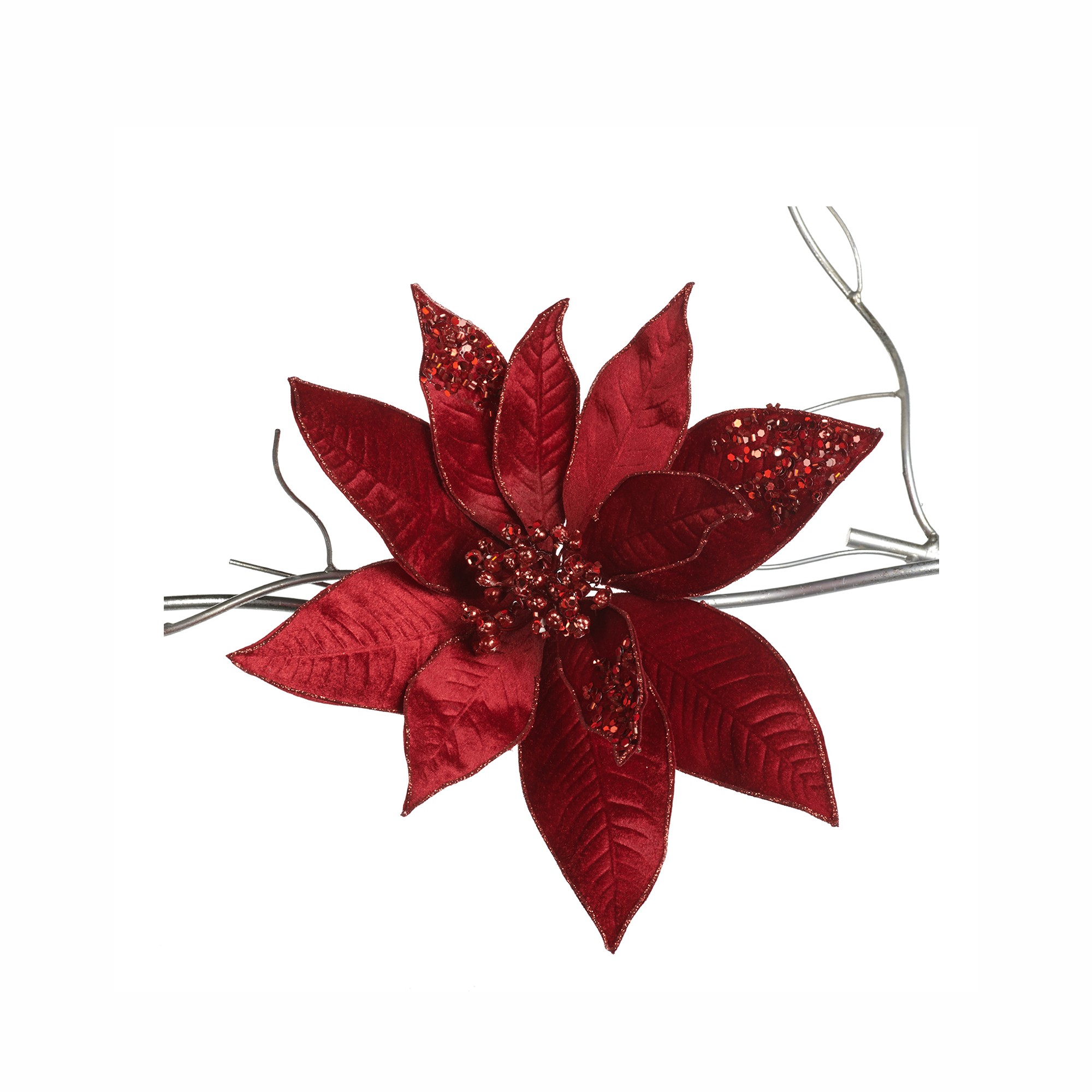 GLT POINSETTIA ON CLIP BURG