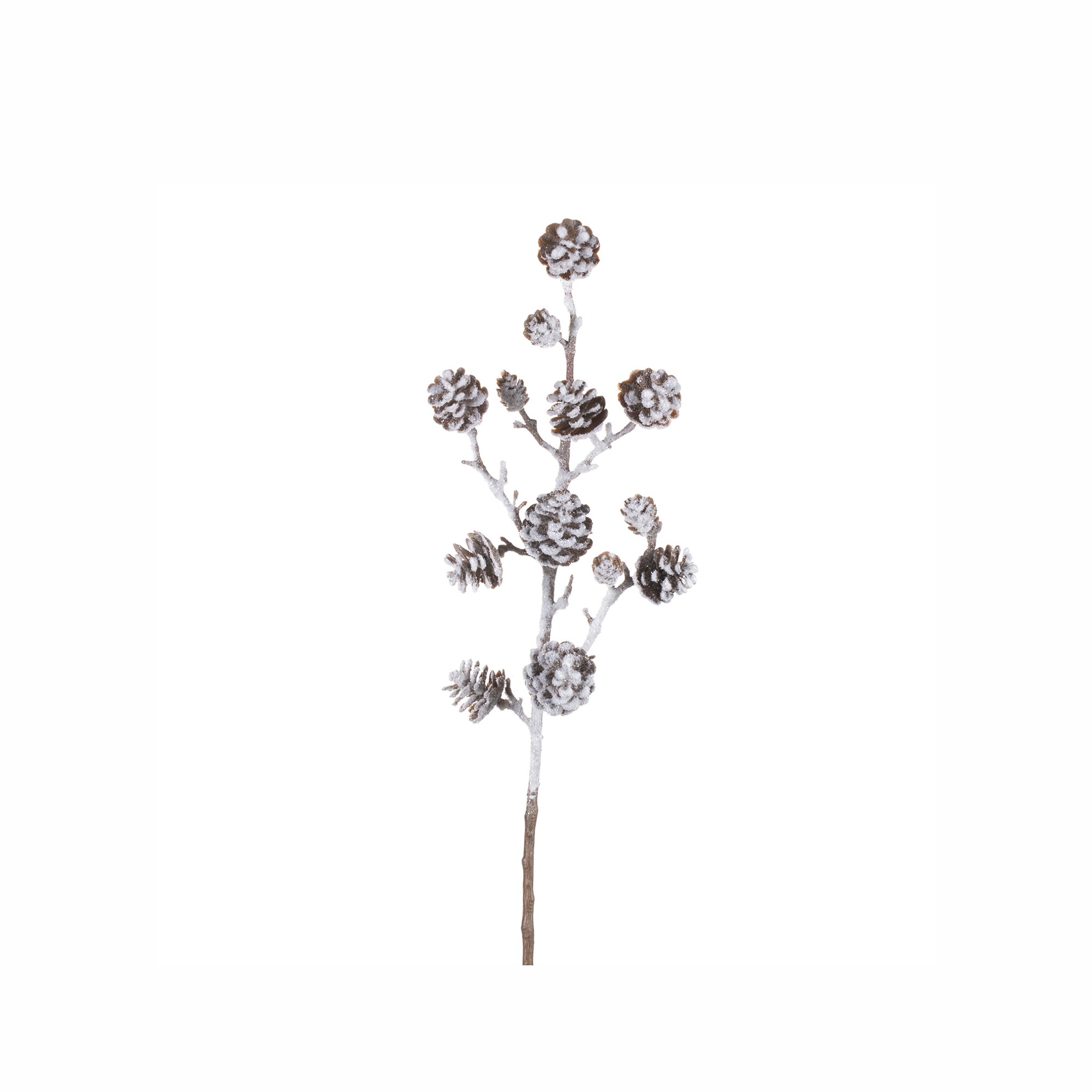 SNOW PINECONE BRANCH STEM BRWN/WH