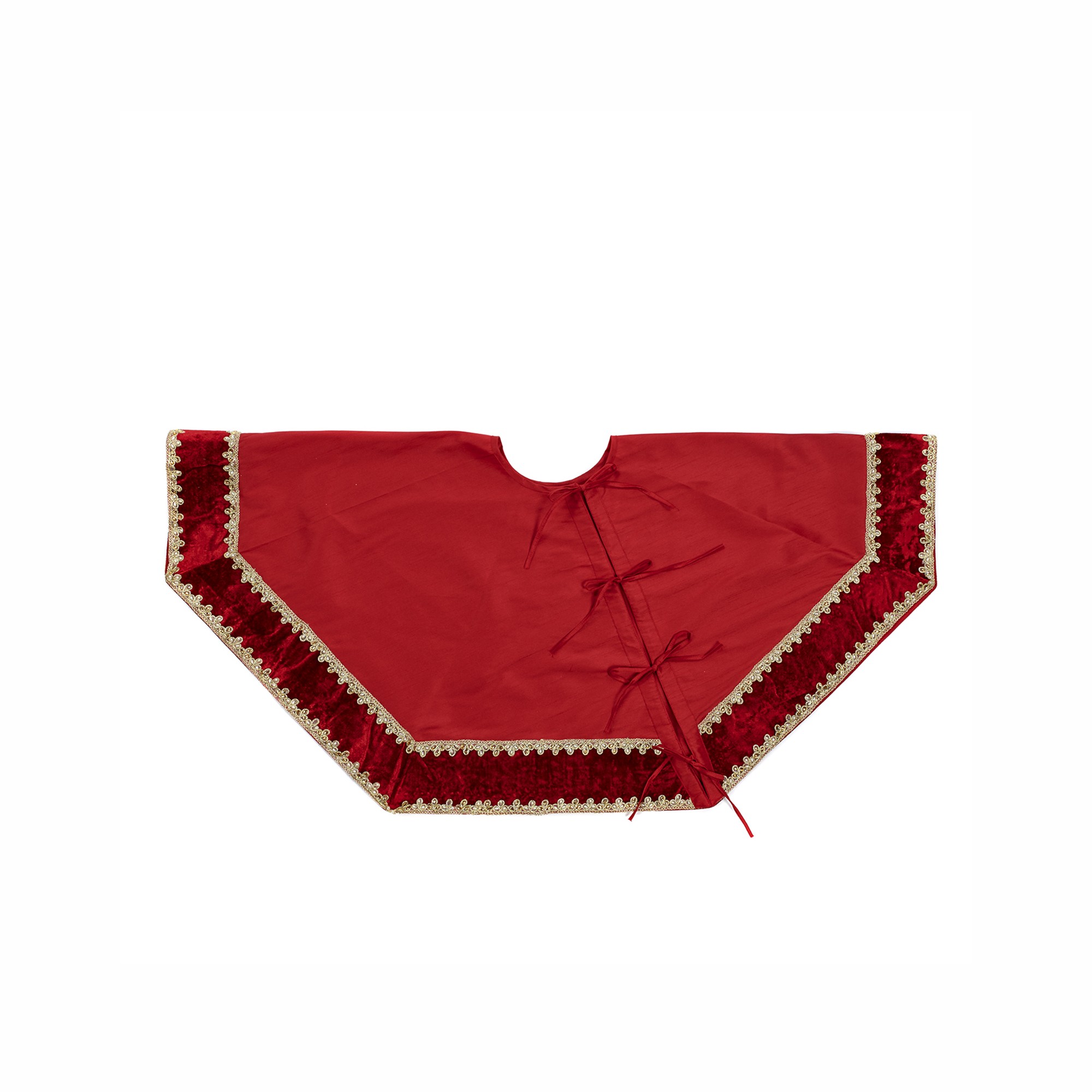 VELV.TRIM EDGES TREE SKIRT RD/GLD