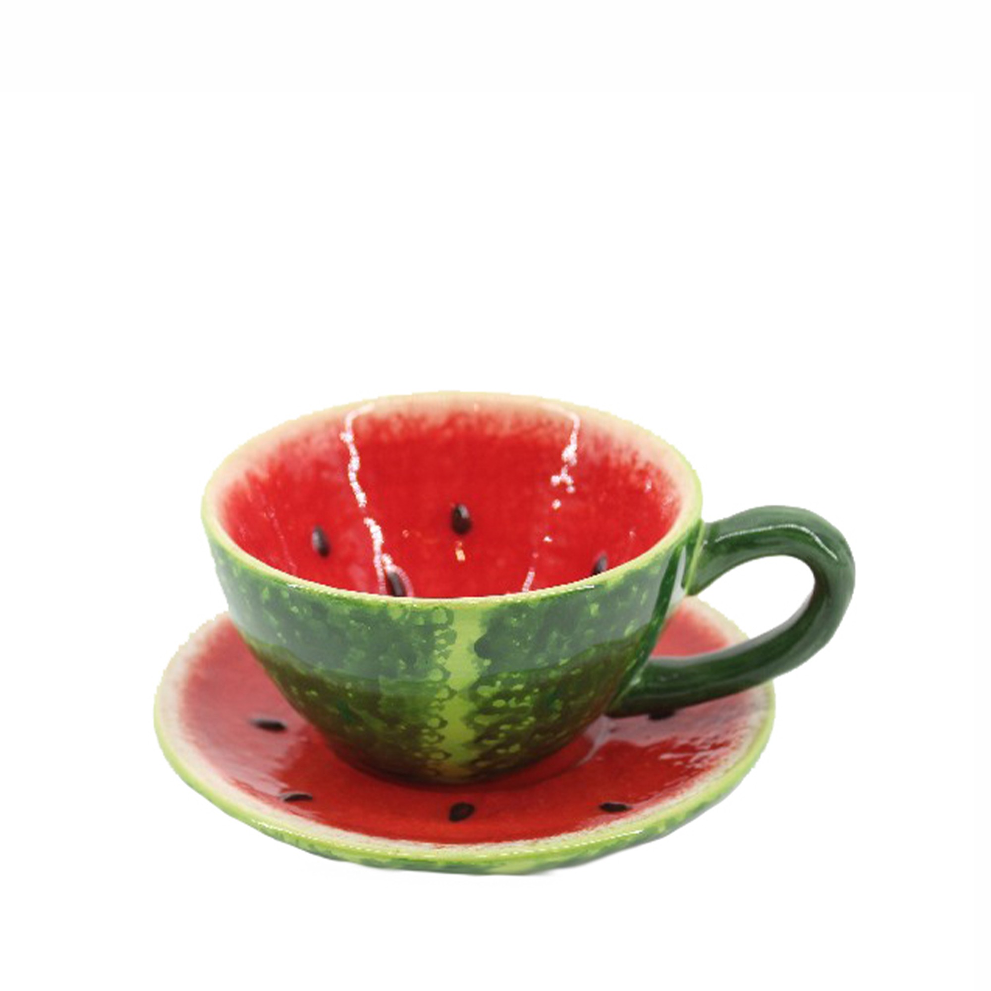 WATERMELON CUP W/SAUCER SET/2 RD   dishw.safe