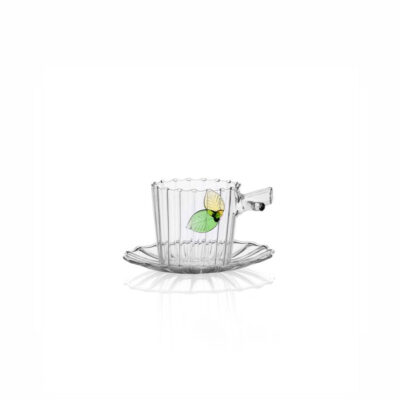 GREENWOOD tea cup w/saucer leaves