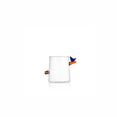 BIRDS water glass blue bird