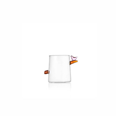 BIRDS water glass pink bird