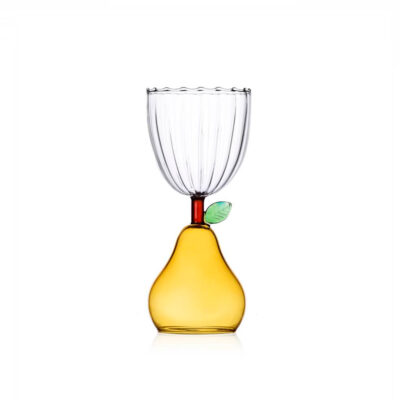 stemmed glass pear yellow