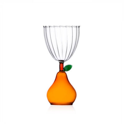 stemmed glass pear amber