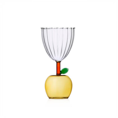 stemmed glass apple yellow