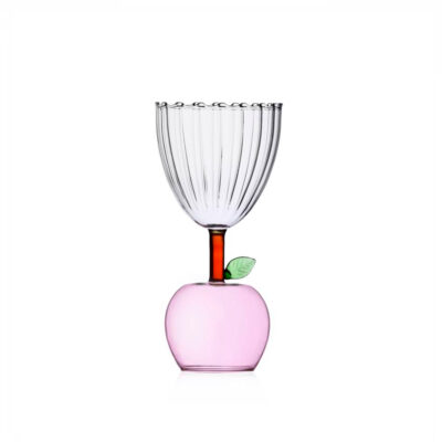 stemmed glass apple pink