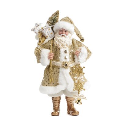 FABR.SANTA W/TREE/BAG TT GLD 28CM (AS-25017)