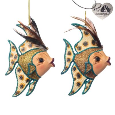JUNGLE LEOP.ANGEL FISH ORN ASS/2 GLD/COP 13.5CM (B-89065)