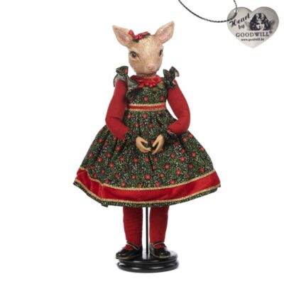 Дерев'яна лялька 'Bambi Girl' з підставкою та коробкою, червона/кремова, 53.5 см, Goodwill (модель B-89351)
