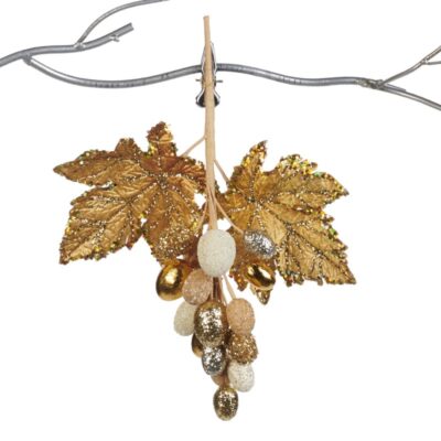 GLT GRAPE BUNCH ON CLIP CRM/GLD 25.5CM (BR-39336)