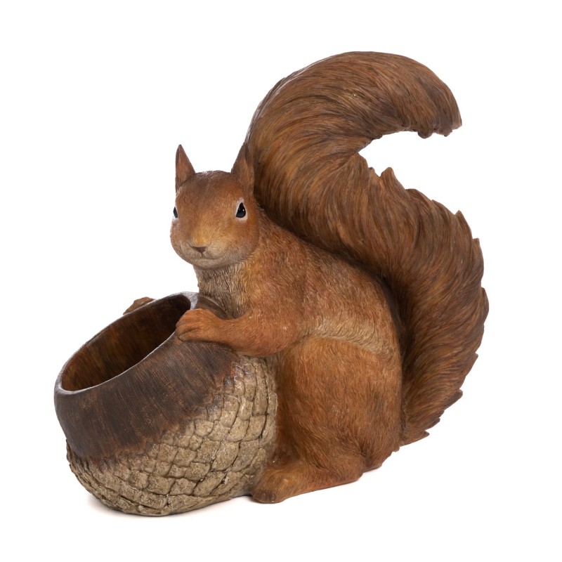 SQUIRREL W/ACORN BIRD FEEDER TT BRWN 28CM (D-44021)