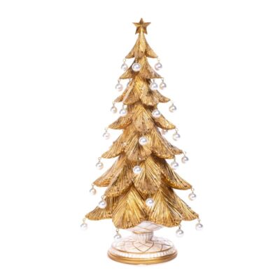XMAS TREE W/DANGL.PEARLS TT GLD/WH 46CM (D-44119)