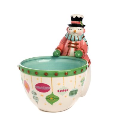 Керамічний сніговик з мискою, титановий рожевий/синій/білий, 27,5 см, Goodwill (модель D-44133)