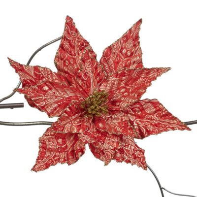 GLSS CARD.BIRD REFL.TREE TOPPER RD/WH 32CM (YA-92519)