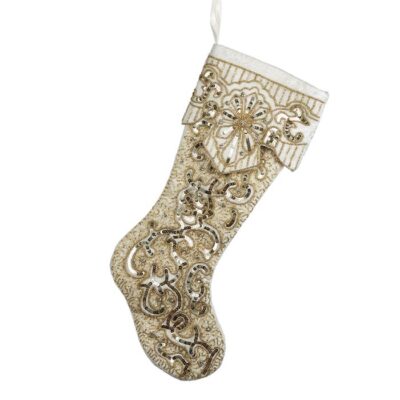 EMBR.SEQ.SWIRL STOCKING CRM/GLD 50CM (IF-10084)