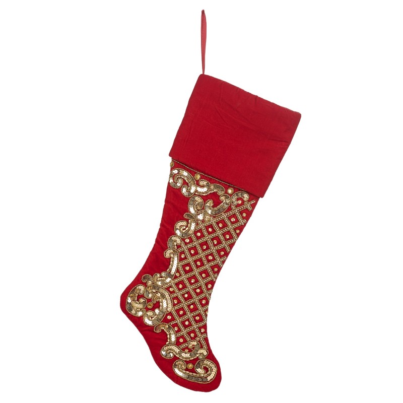 FABR.EMBR.SEQ.NET STOCKING RD/GLD 62CM (IF-10140)