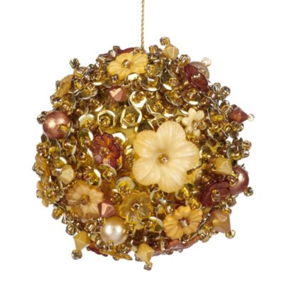 3D FLOWER/BEAD/PEARL BALL YL/OR/GLD 9CM (IF-10145)