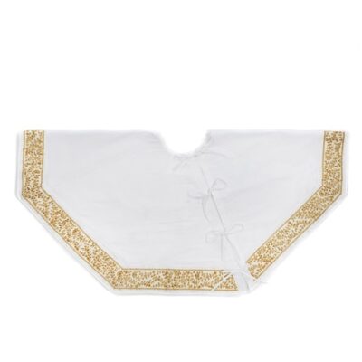 VELV.JEWEL VINE TRIM TREE SKIRT WH/GLD 133CM (L-32055)