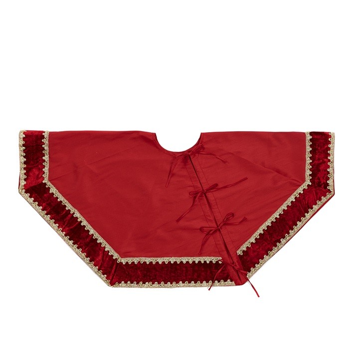 VELV.TRIM EDGES TREE SKIRT RD/GLD 133CM (L-32057)