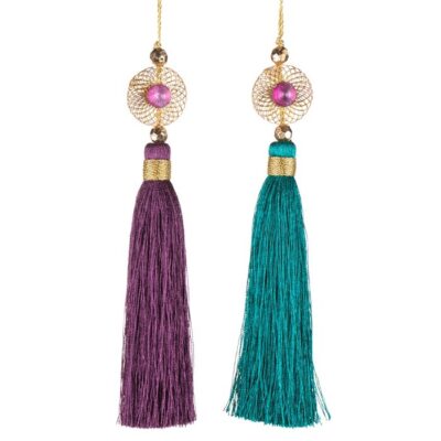 JEWEL TOP TASSEL ORN ASS/2 PRPL/BLU 15CM (L-33111)