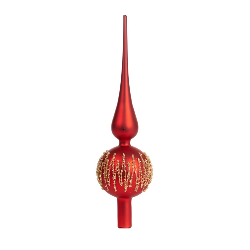 GLSS GLT ZIGZ.TREE TOPPER RD/GLD 31.5CM (P-30617)