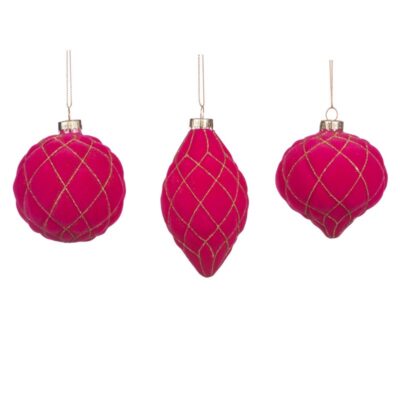 GLSS FLOCK.GLT 3D NET BALL/FIN.ORN ASS/3 PNK 8CM (P-30855)